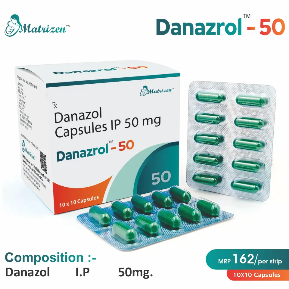 Danazol Capsule at the best price in PCD Pharma Franchise for Hormonal Therapy,  and Fibrocystic Breast Disease Treatment.